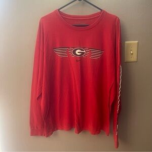 University of Georgia Red Nike Long Sleeve Shirt with Logo